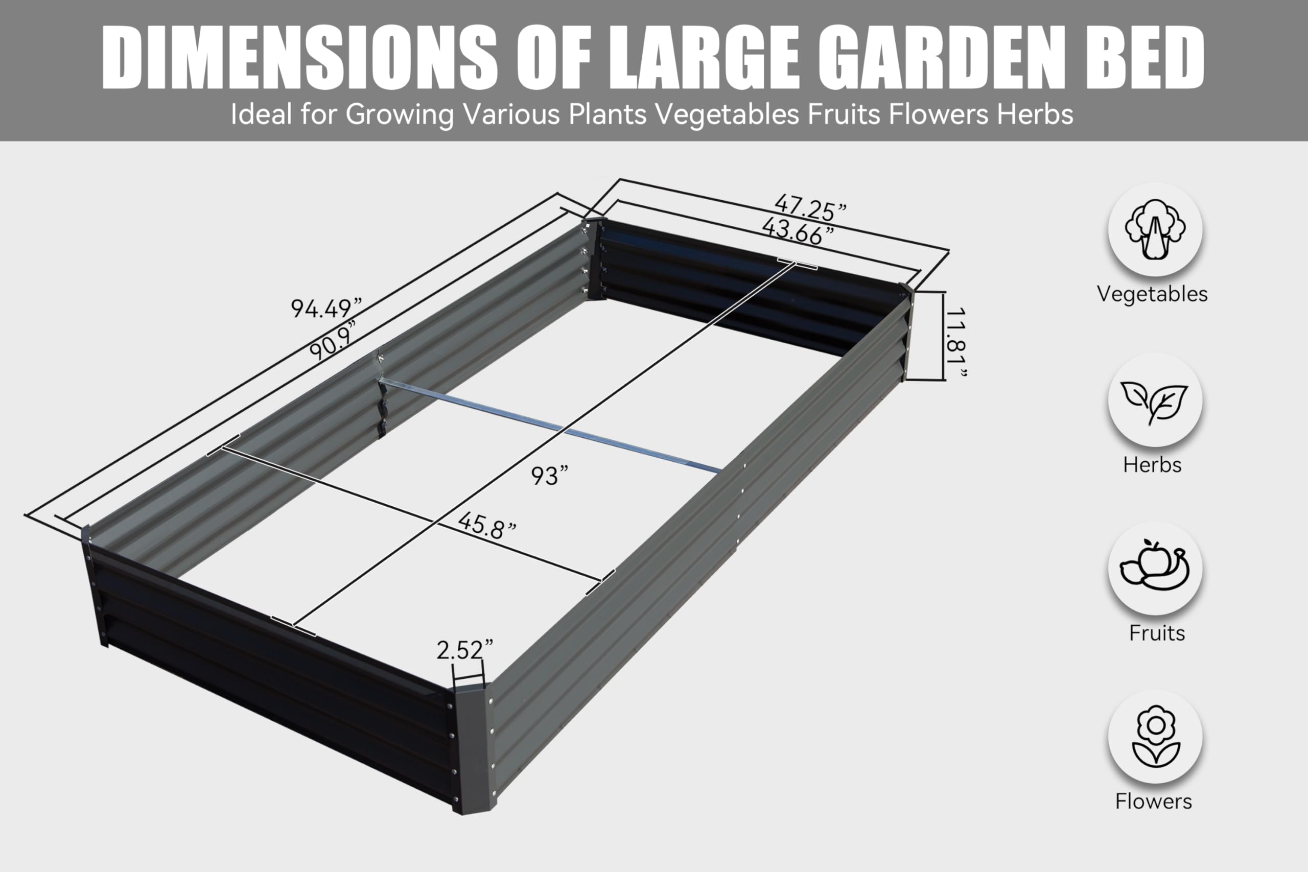 Galvanized Raised Garden Bed, Outdoor Planter Garden Boxes