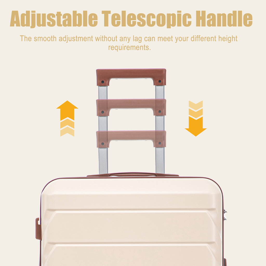 28 Inch ABS Hard Shell Large Travel Checked Luggage - Beige