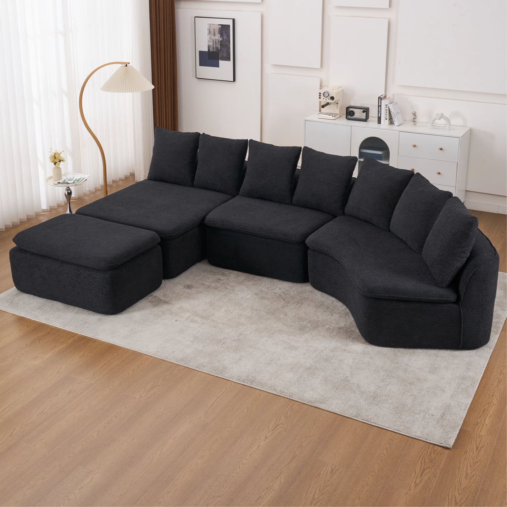 133" Modular U-Shaped Sectional Compression Sofa