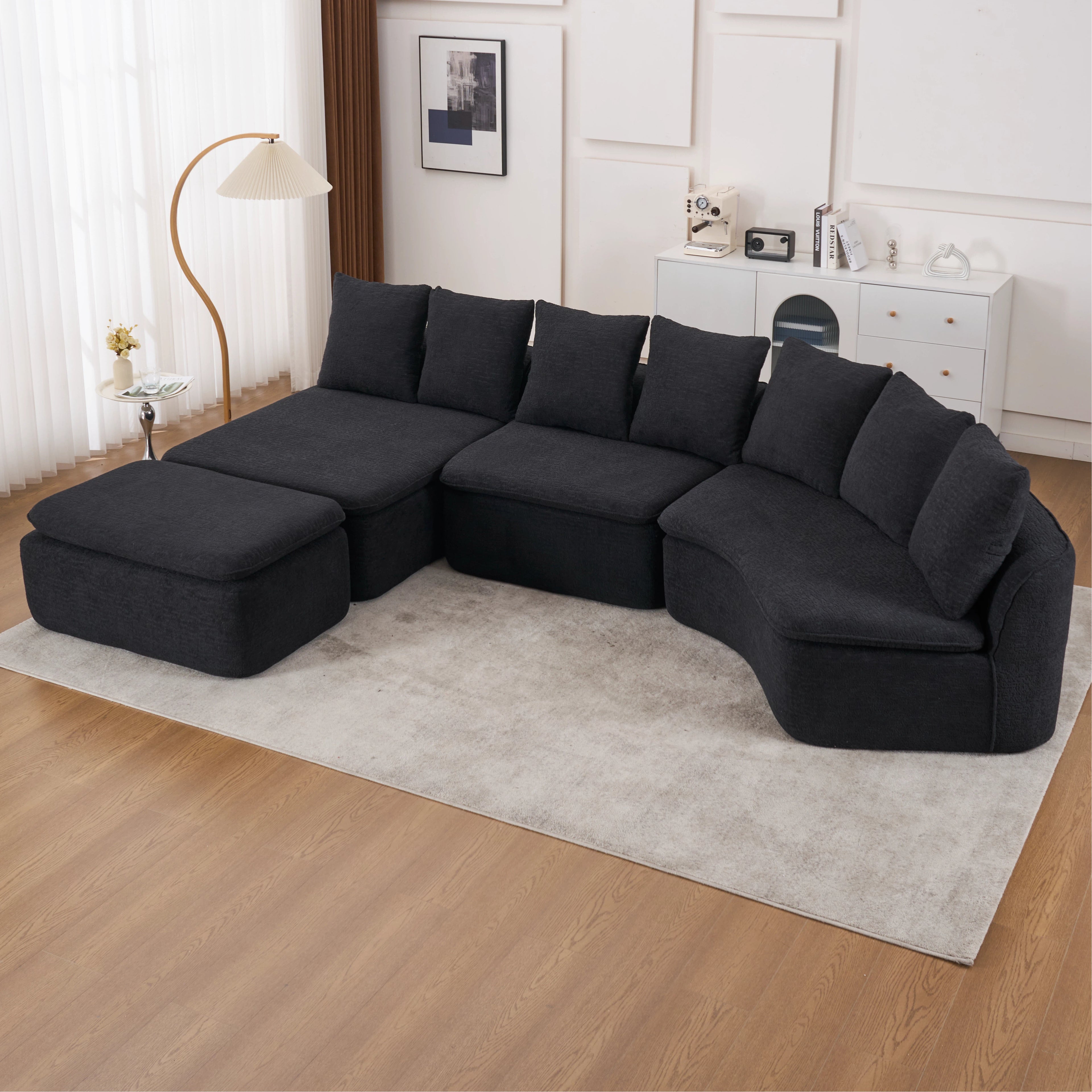 133" Modular U-Shaped Sectional Compression Sofa