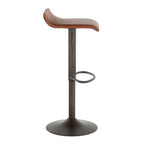 Barstool in Antique Metal and Faux Leather