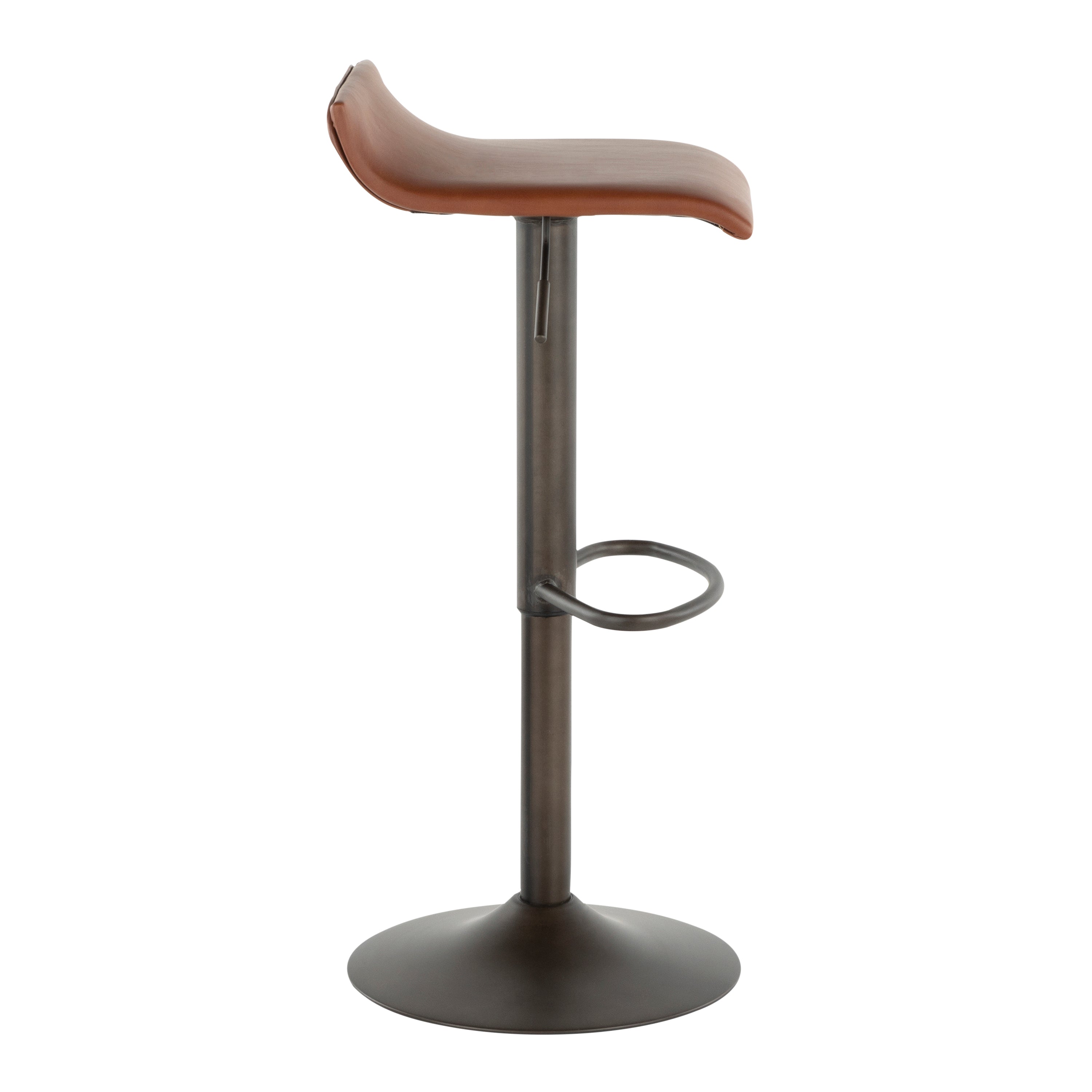 Barstool in Antique Metal and Faux Leather