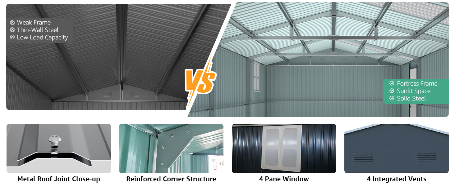 Upgraded 13x20FT Outdoor Storage Shed