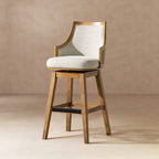Bahama 30" Cane Rattan High-Back Swivel Bar Stool