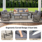 73.6" Outdoor Patio Sofa, 3-Seat Rattan Couch