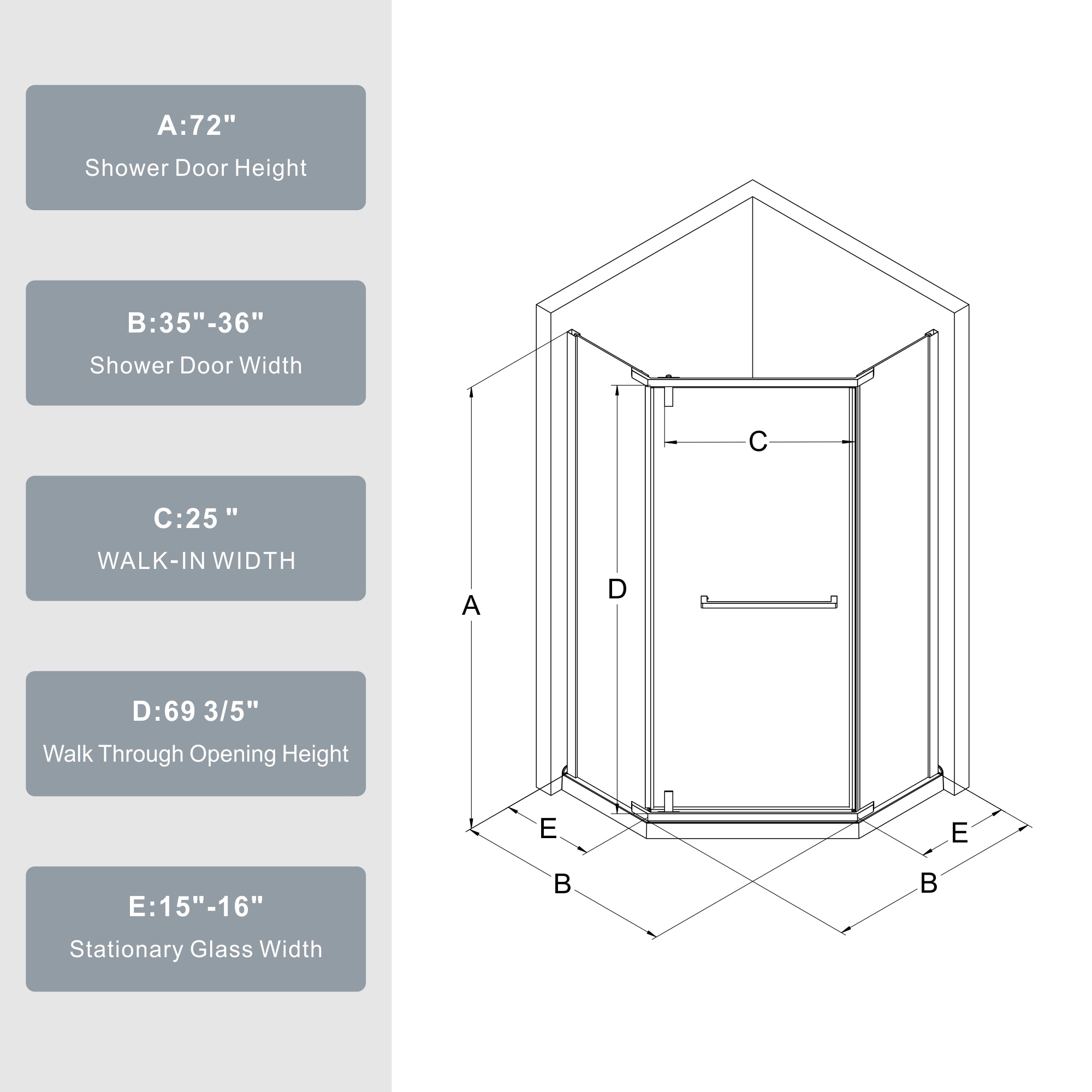 Goodyo Neo-Angle Frameless Shower Door