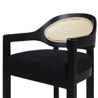 Americana Mid-Century Modern Cane Back Bar Stool in Jet