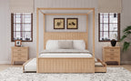 Queen Size Canopy Bed with Trundle and Storage