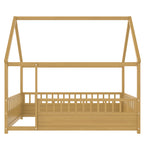 Full Size Floor Wooden Bed with House Roof Frame