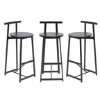 27''H Barstool Set of 3 Wooden Round Bar Stools with Footrest