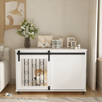 Modern Wooden Dog Crate Furniture with Sliding Barn Door