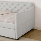 Twin Size Upholstery Daybed with Pop-up Trundle & USB Charging