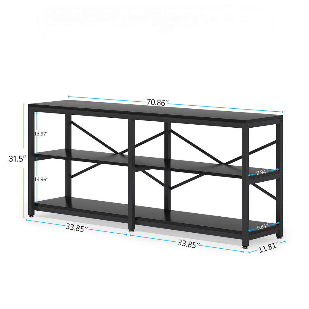 70.9" Extra Long Console Table with Storage Shelves