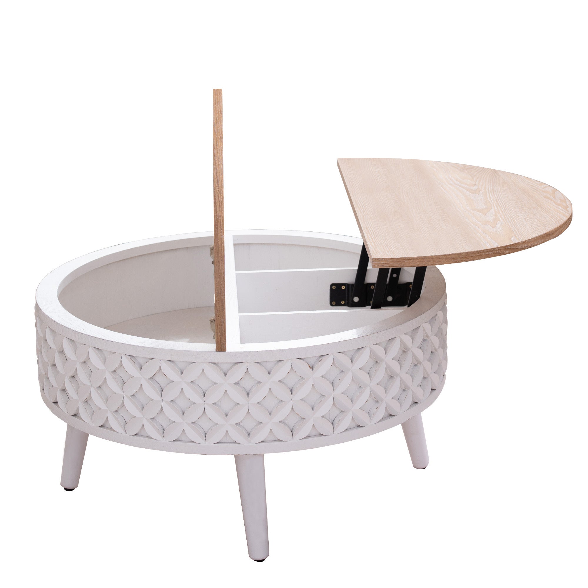 Round Coffee Table with Lift-Top Storage