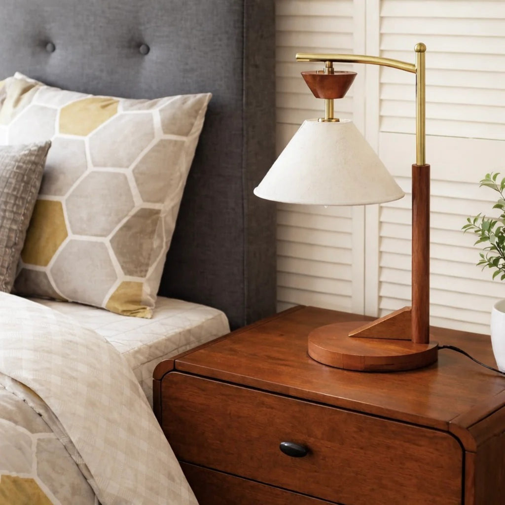 Wooden Bedside Table Lamp