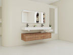 60 Inch Wall-Mounted Bathroom Vanity with Double Resin Sink