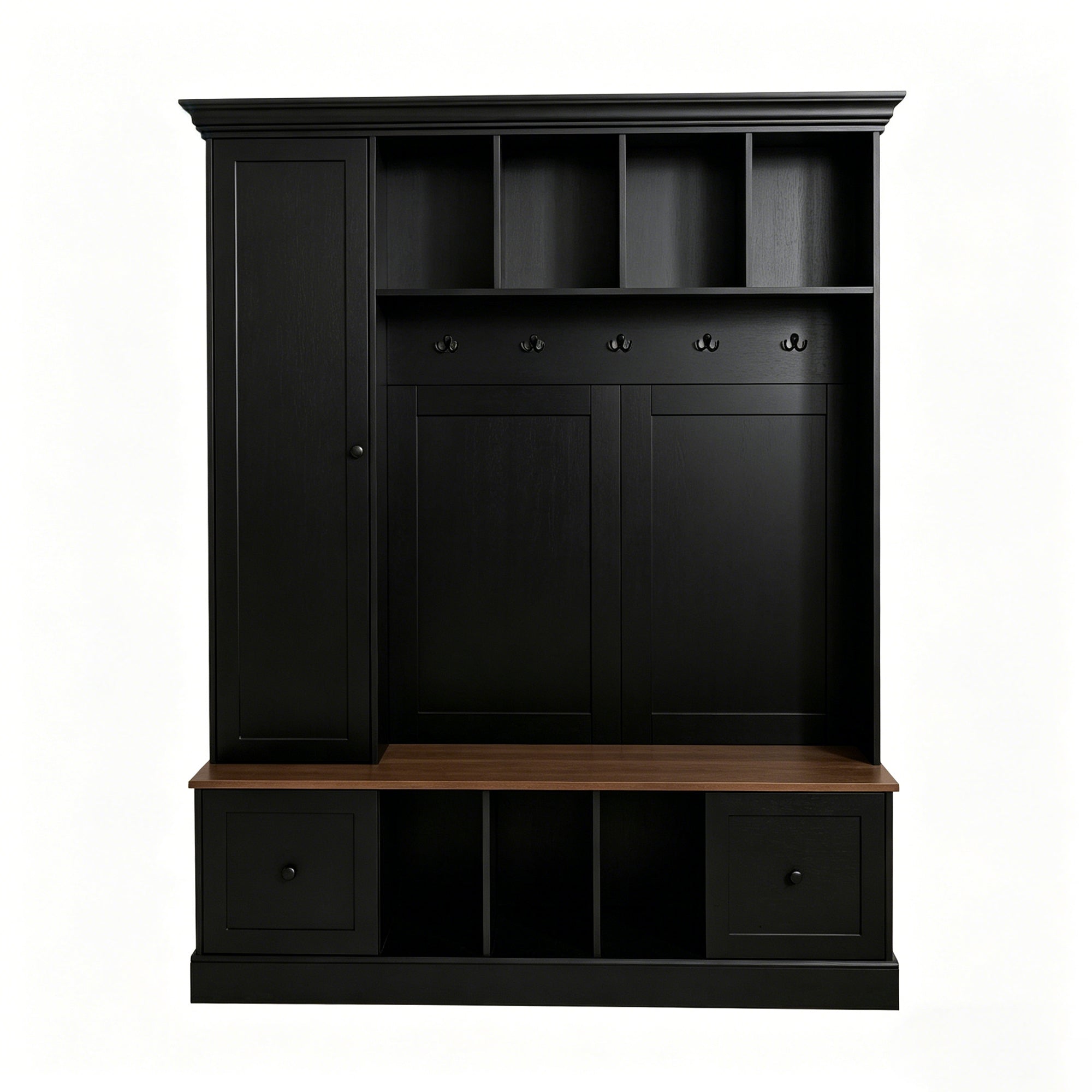 Vibe Haus 62.2''W Farmhouse Hall Tree with Shoe Storage Bench
