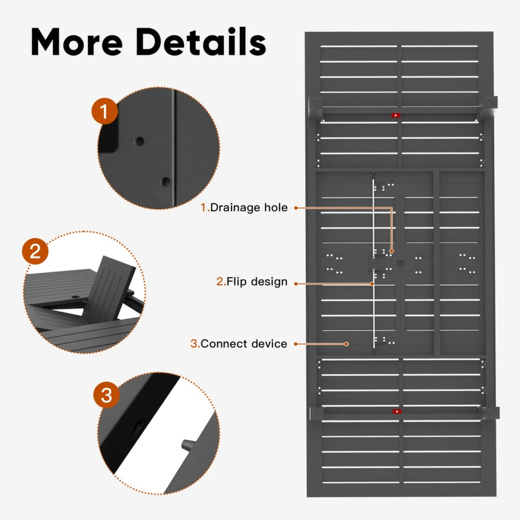 63"-92" Extendable Aluminum Outdoor Dining Table