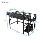 Full Size Loft Bed with Charging Station