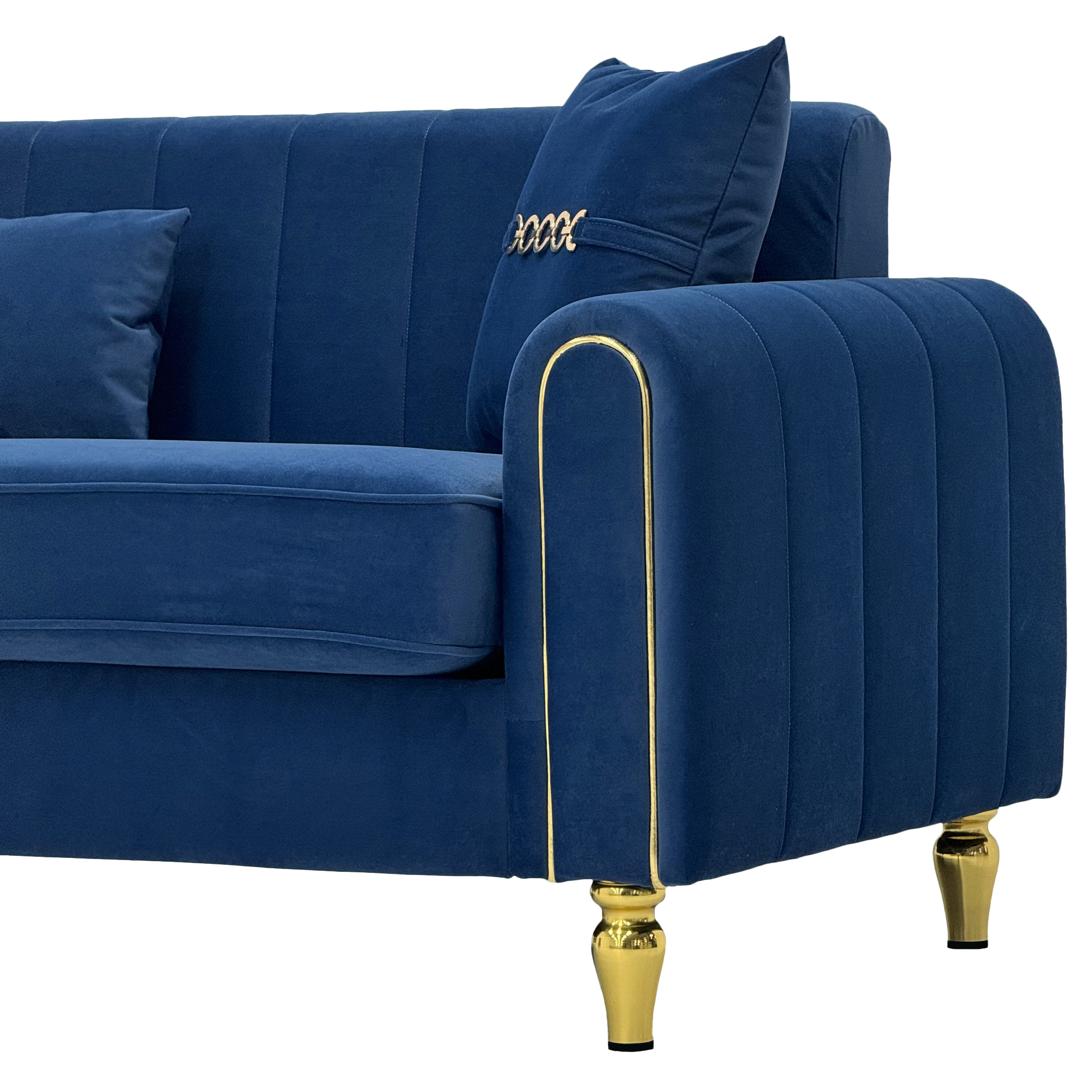 Vintage Blue Velvet 2-Piece Sofa Set