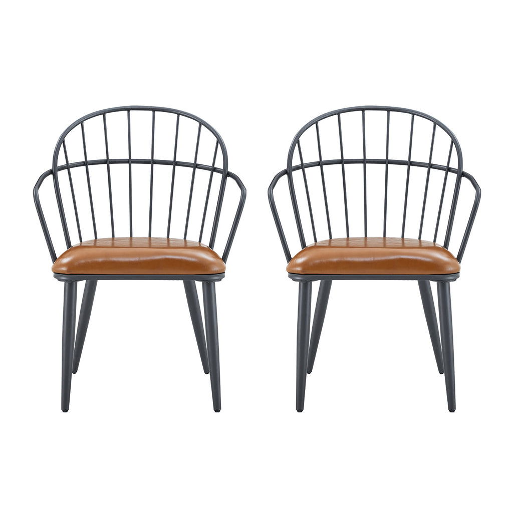Indoor Upholstered Dining Chair With Metal Legs (Set of 2)