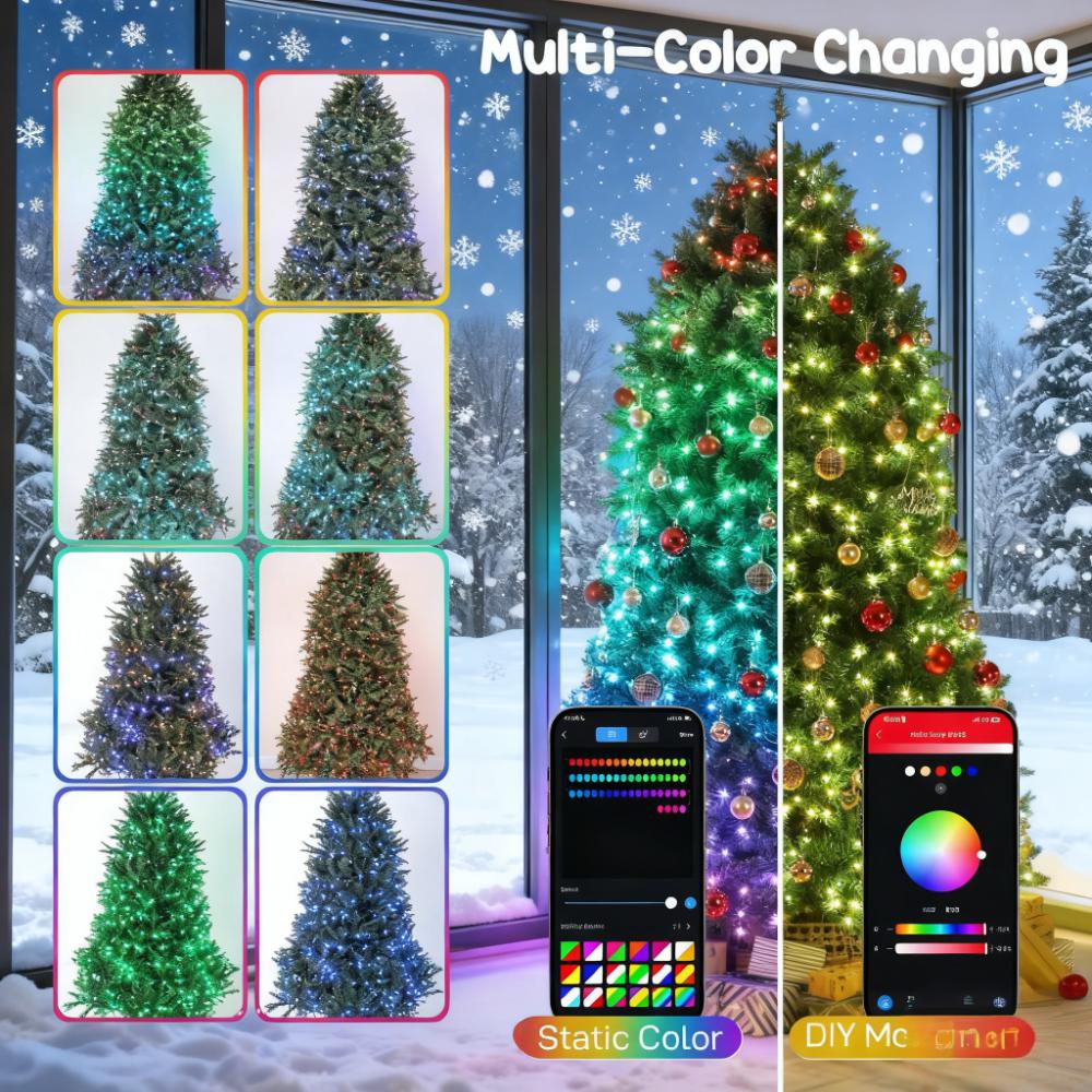 7.5ft Prelit Christmas Tree, 698 LEDs, Music Sync, Smart App Control, Green