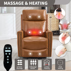 Genuine Leather Heat Massage Manual Recliner Chair