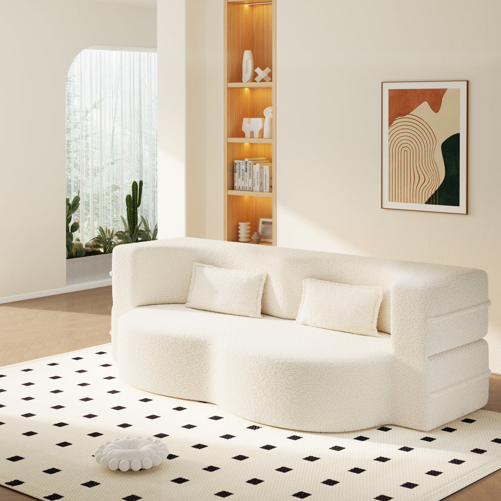 Modern Floor Sofa with Twin Size Folding Mattress