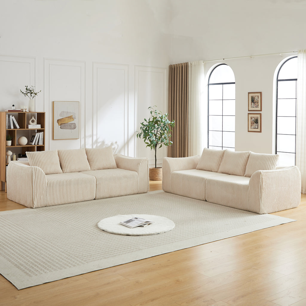 Minimalist 3+3 Seater Corduroy Sofa Set