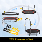 40 Inch Foldable Trampoline with Handle - Standard Spring - Black