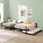 Full Over Full with Trundle Metal Bunk Bed