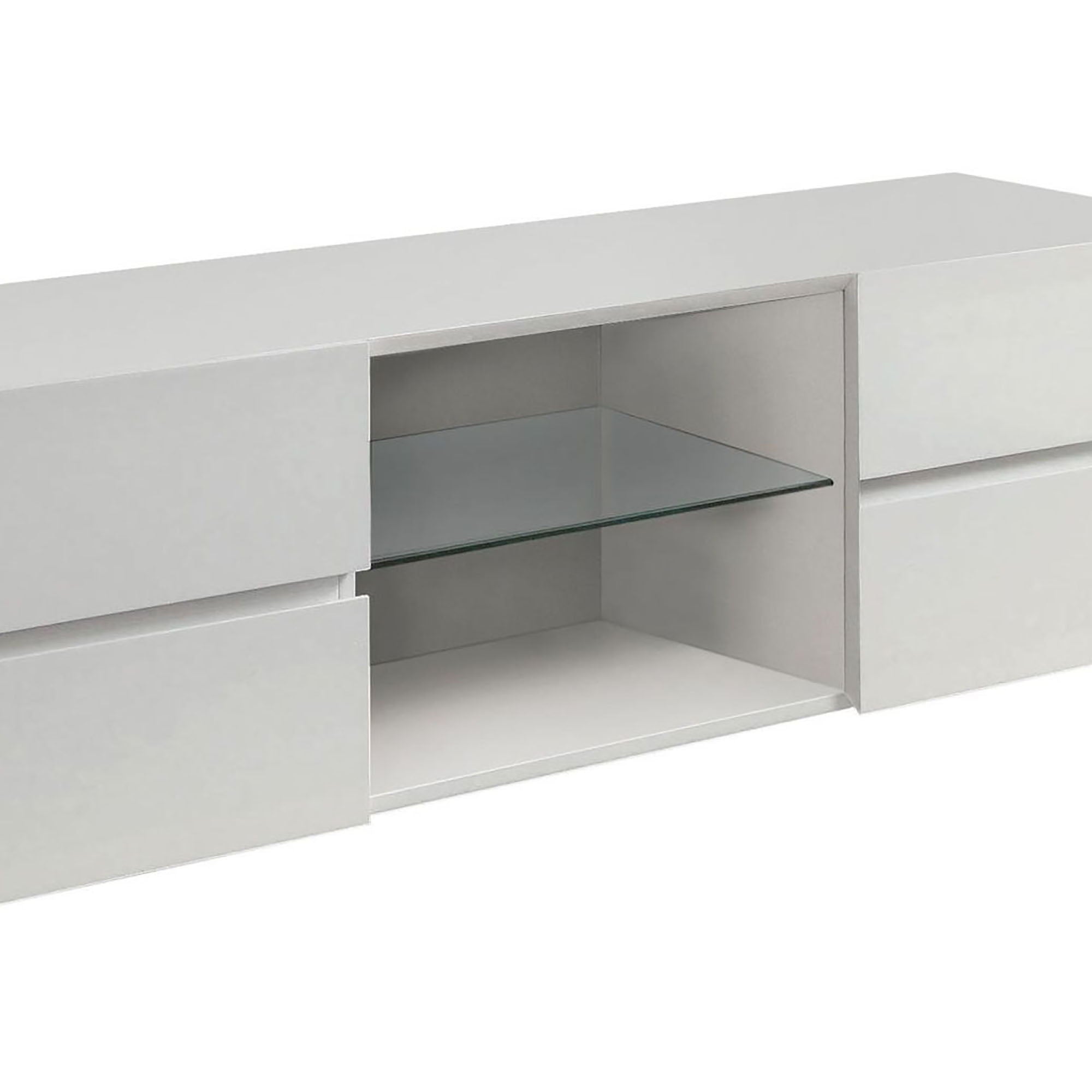Glossy 4 Drawer TV Console - White