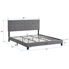 King Size Upholstered Platform Bed Frame with Button Tufted