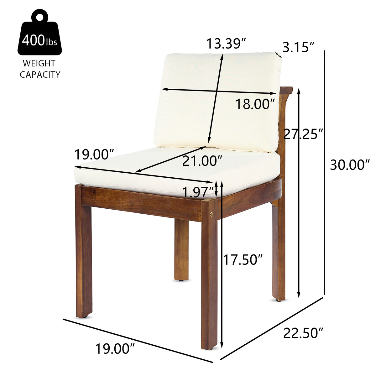 Acacia Wood Outdoor Dining Chair (Set of 4)