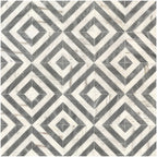 12x12 Waterjet Polished Marble Tile - White & Gray