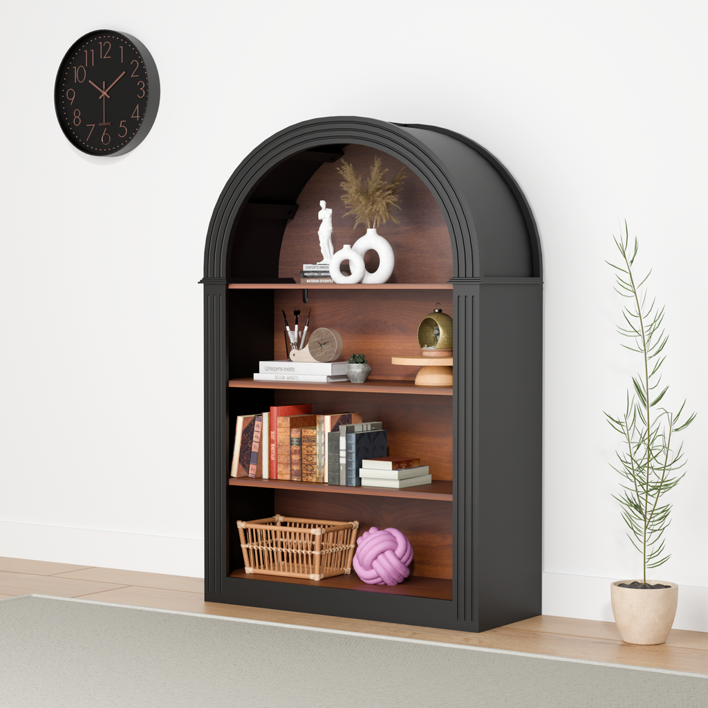 4-Shelf Tall Bookshelf in Black