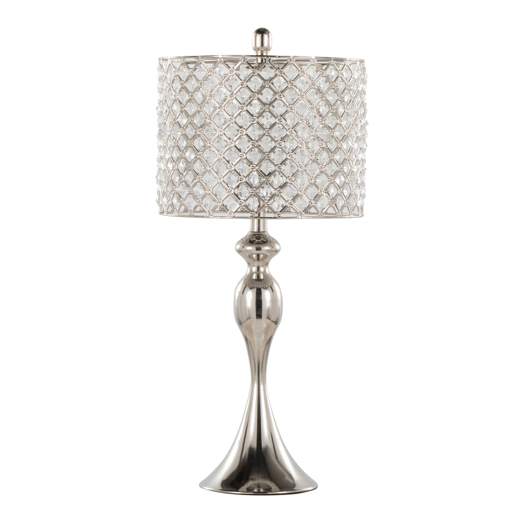 27" Contemporary Metal Table Lamp Set in Polished Nickel