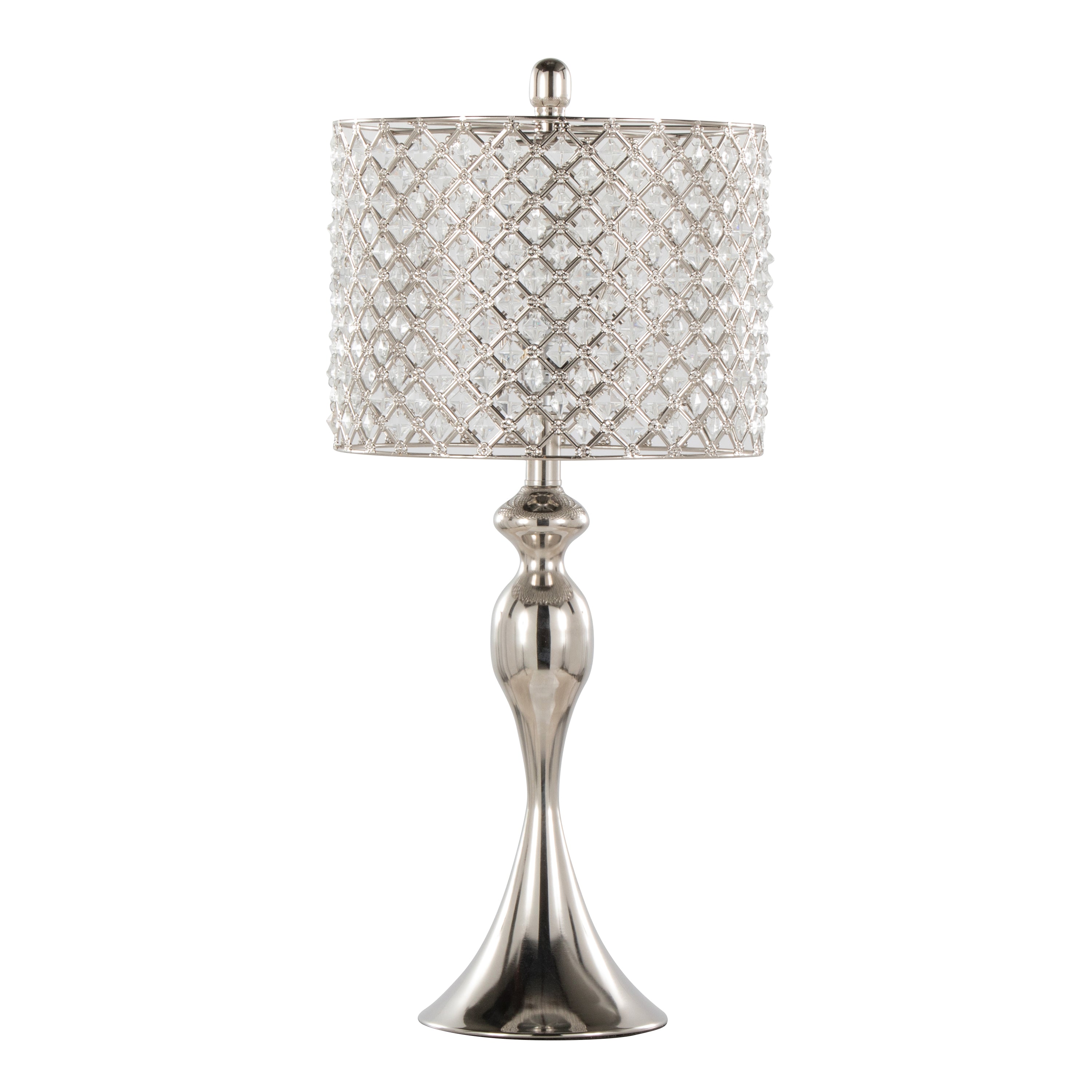 27" Contemporary Metal Table Lamp Set in Polished Nickel