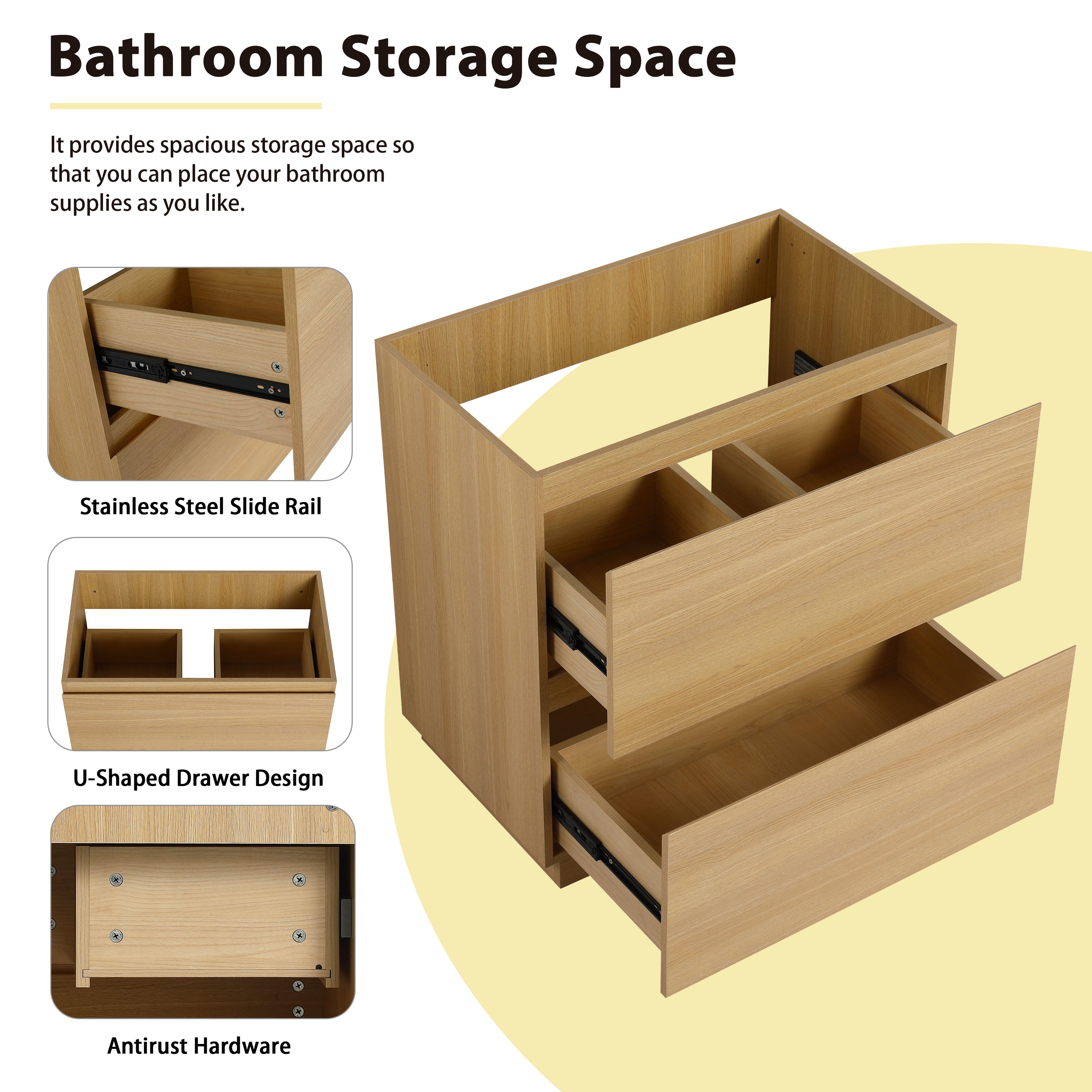 30" Modern Undermount Bathroom Sink Cabinet