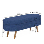 Blue Oval Storage Bench with Rubber Wood Legs