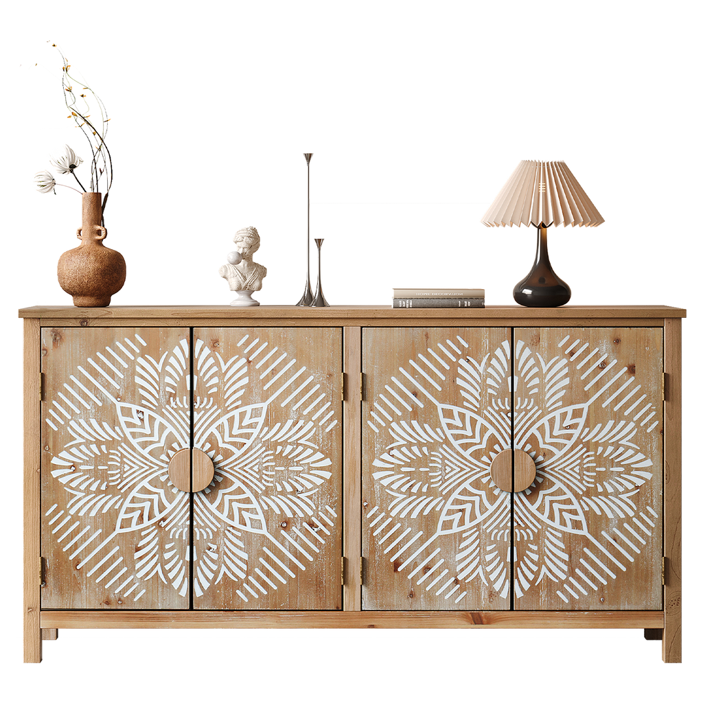 60" Wood Accent Cabinet with 4 Doors