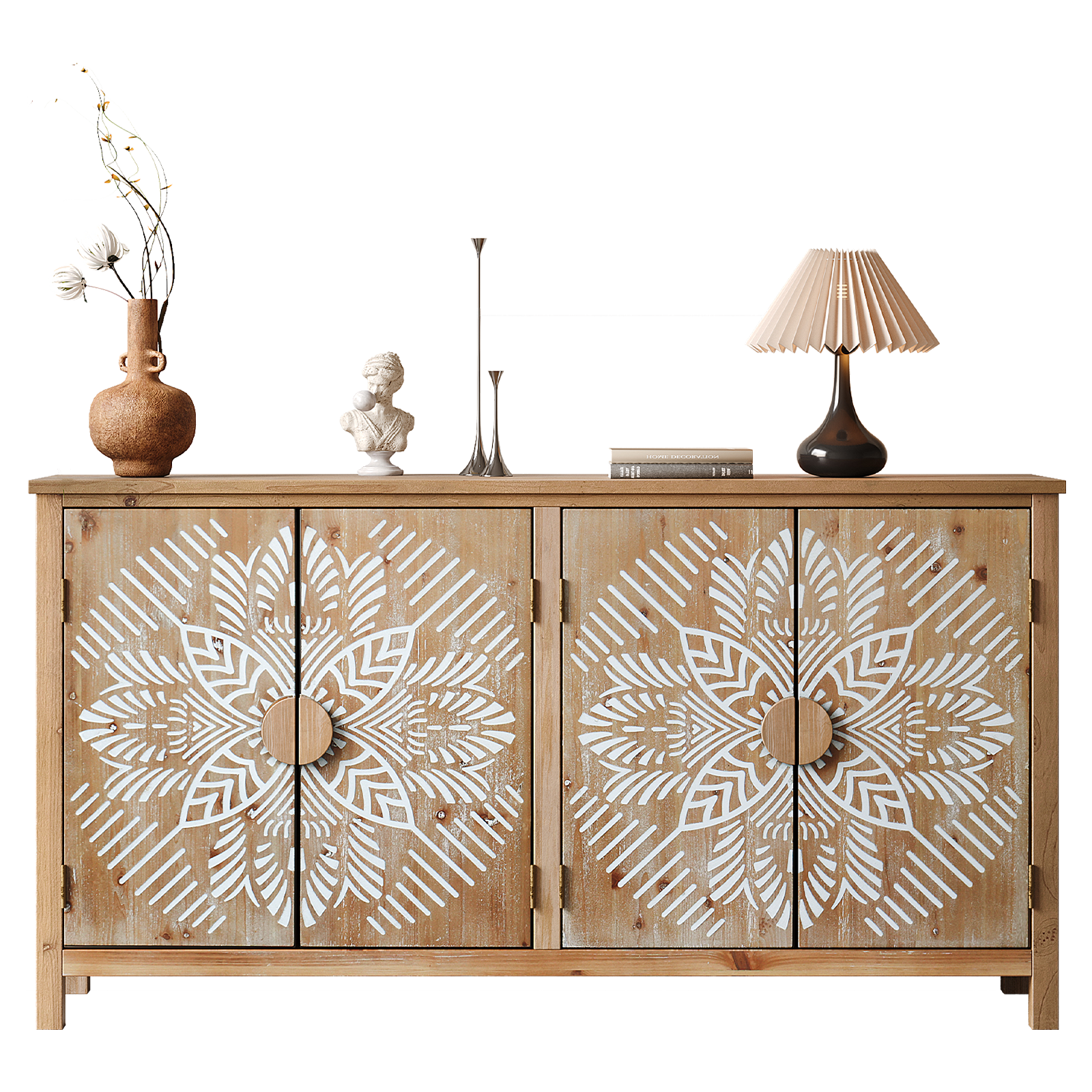 60" Wood Accent Cabinet with 4 Doors