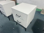 2-Drawer Nightstand with Metal Legs and Metal Handles
