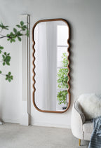 Oversized Wooden Floor Mirror with Unique Design