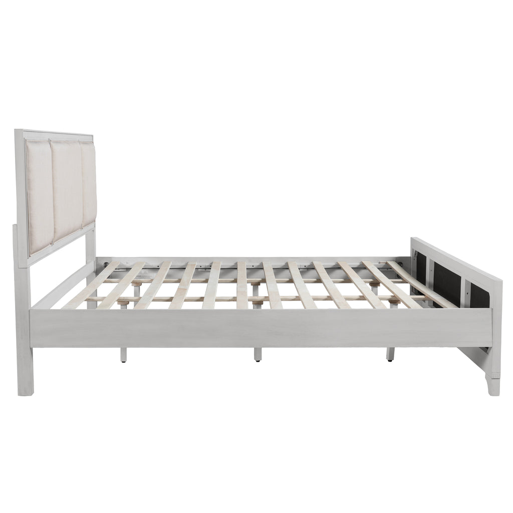 King Size Bed Frame with Upholstered Headboard