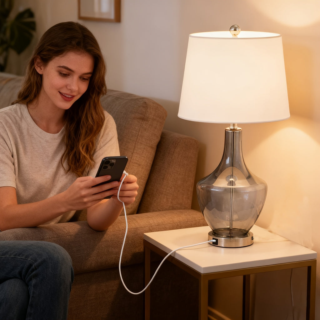 26-Inches Tall Single Glass Table Lamp