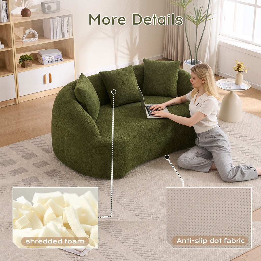 LY-049S Curved Modern Boneless Sofa Loveseat