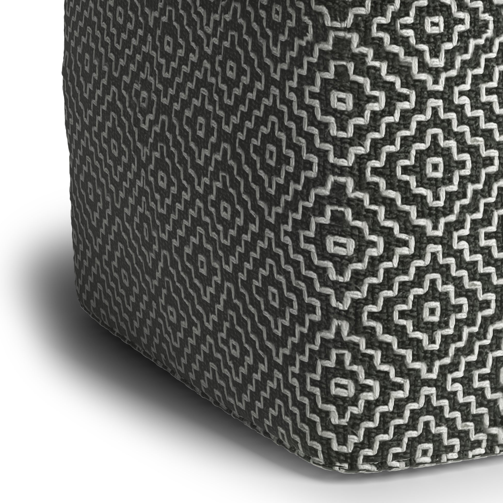 Briella Square Woven Outdoor / Indoor Pouf - Grey / White