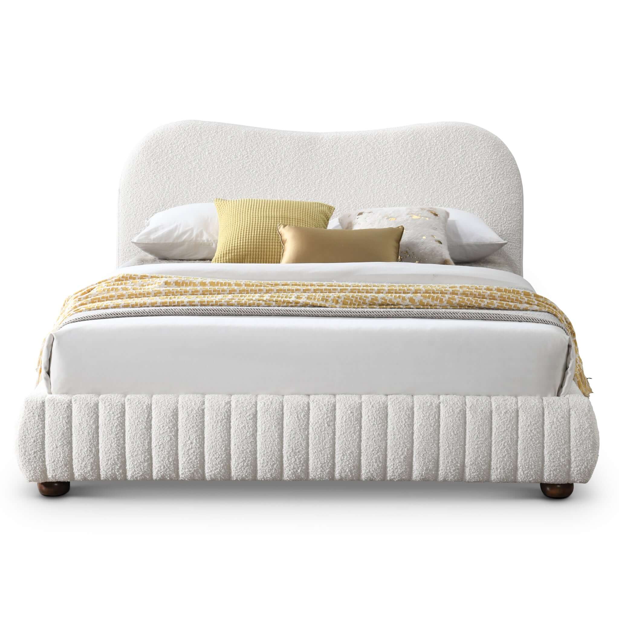 Norme Boucle Upholstered Low Profile Queen Size Platform Bed