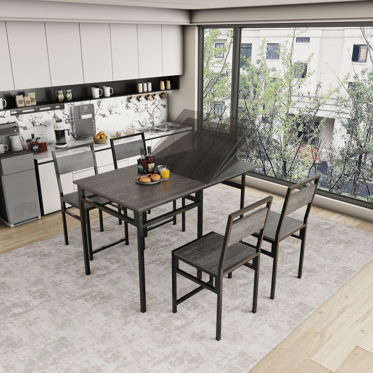 Extendable Dining Table Set with 4 Chairs